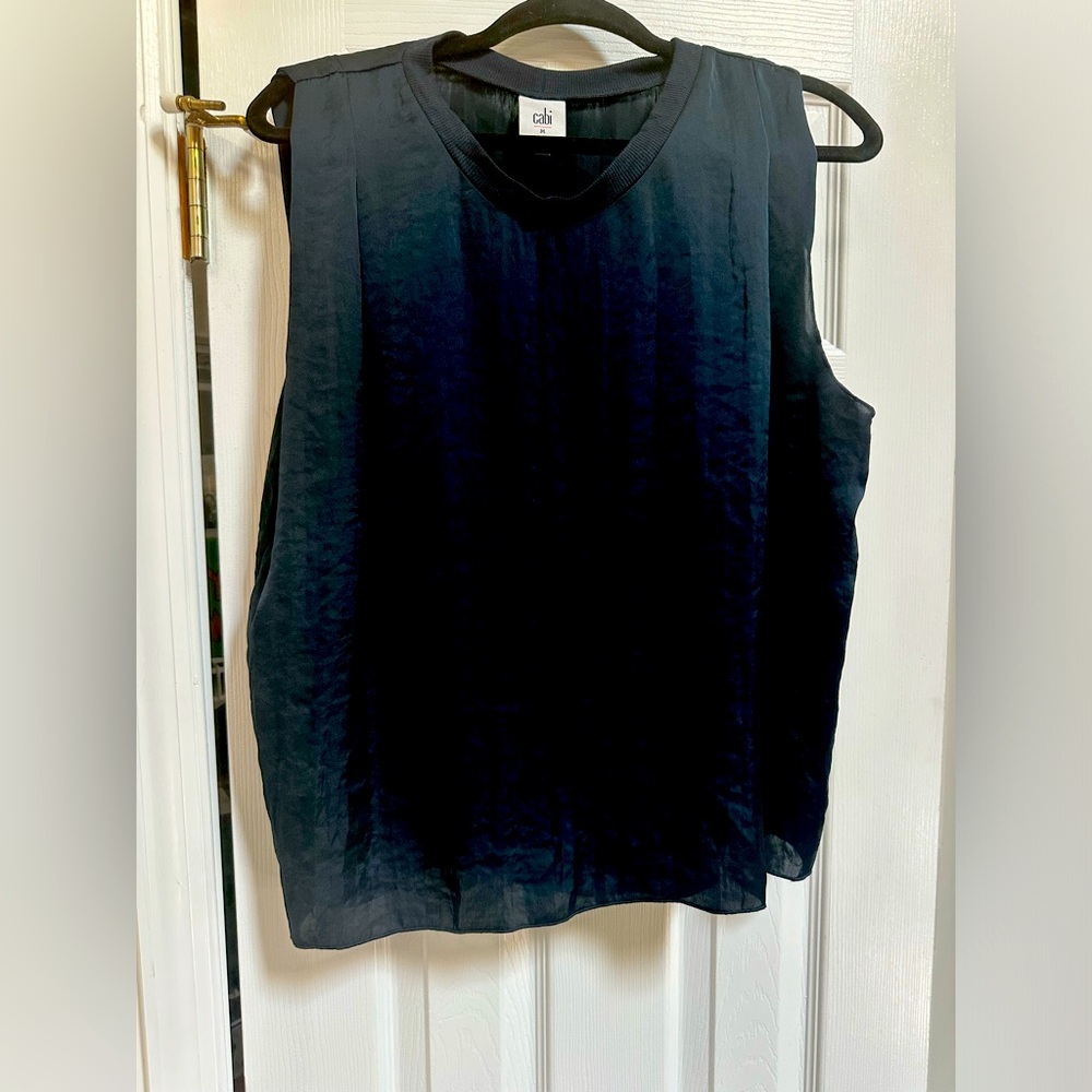 CAbi Relaxed Blue and Black Sleeveless complete tee
